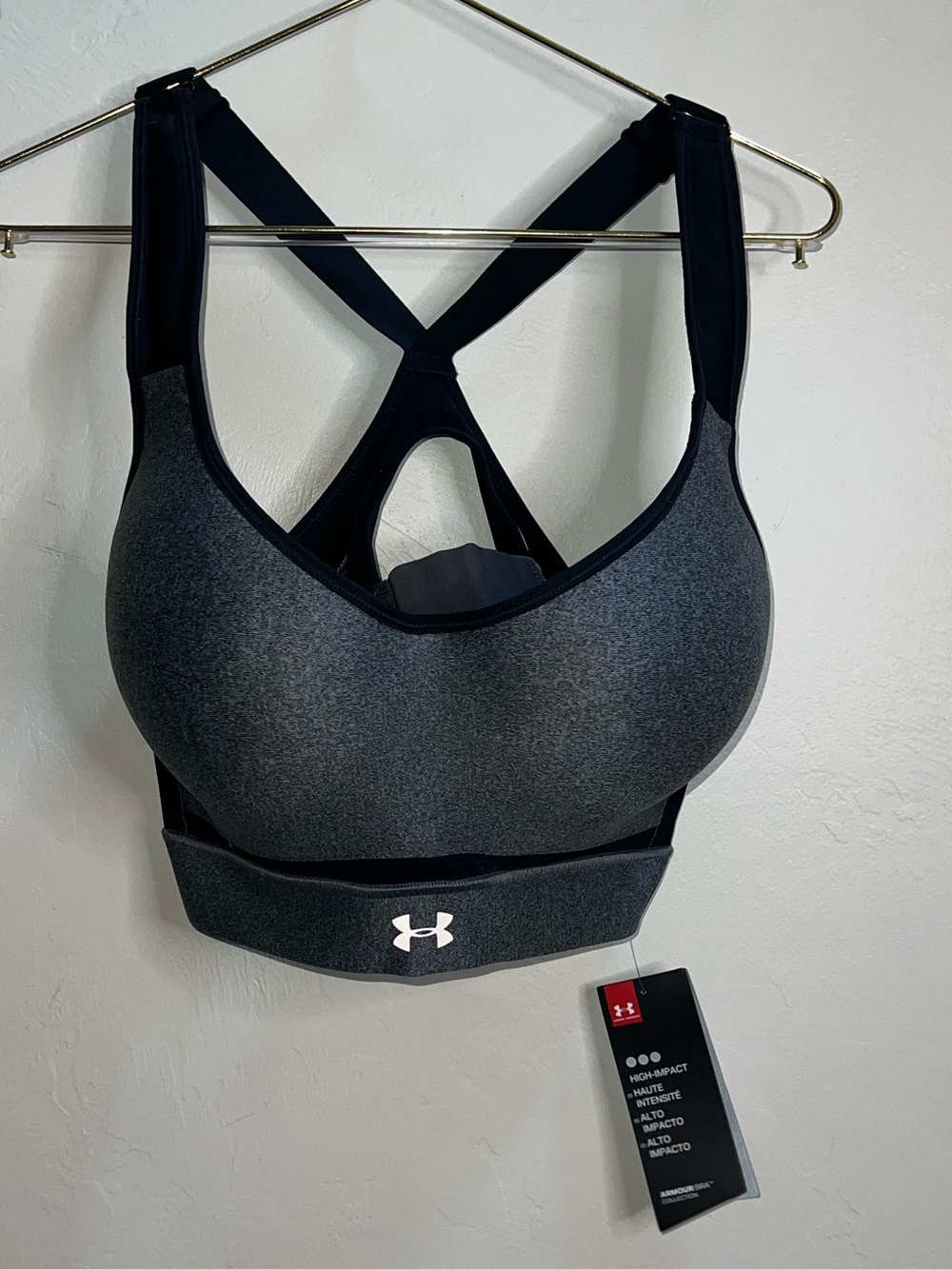Under Armour Women's High Support Sports Bra - Charcoal Gray/Black